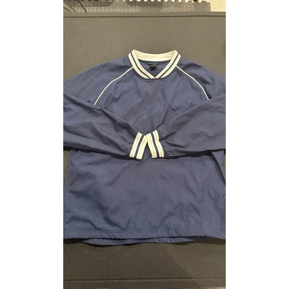 Vintage Adidas Mens V Neck Windbreaker Pullover Navy Blue Size Large golf